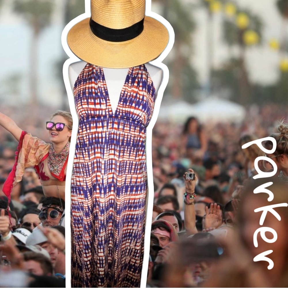 Parker Halter Maxi Festival Dress Viscose and Silk